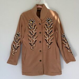 Vintage Bob Mackie Camel Embroidered Coat S